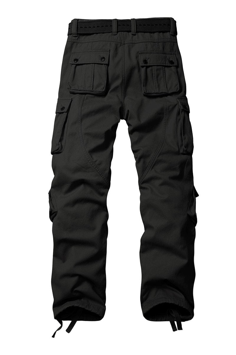 TRGPSG Men's Fleece Lined Hiking Pants Outdoor Windproof Outdoor Cargo Pants Casual Work Ski Pants with 8 Pockets YY3358 Black 34