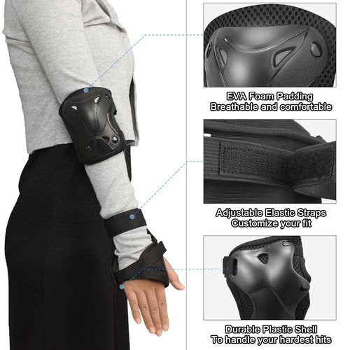 AIDY-PRO Roller Skate Pads Adult Knee And Elbow Pads For Roller Skating, Wrist Guards Skateboarding Protective Gear Adult Knee Pads For Men Women Skating Pads L