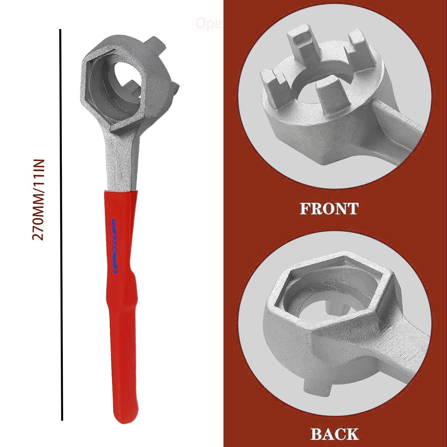 WINTOWIN Aluminum Drum Wrench, Bung Wrench, Barrel Opener Tool for Opening 10 15 20 30 55 Gallon Drum, Fits 2" and 3/4" Bung Cap Red