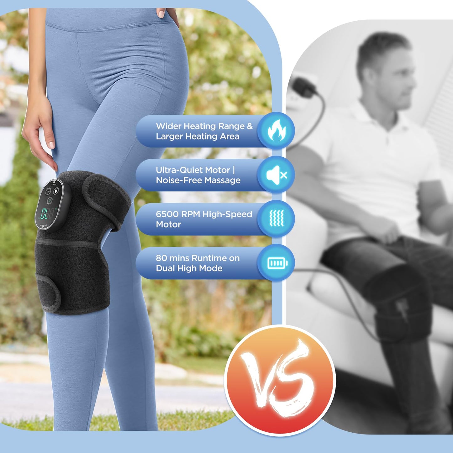 WoloyHeatie Cordless Heated Knee Massager for Pain Relief, FSA Eligible Items List, Heated Brace Wrap Pads for Shoulder Elbow Knee Massage, HSA Approved Products Only
