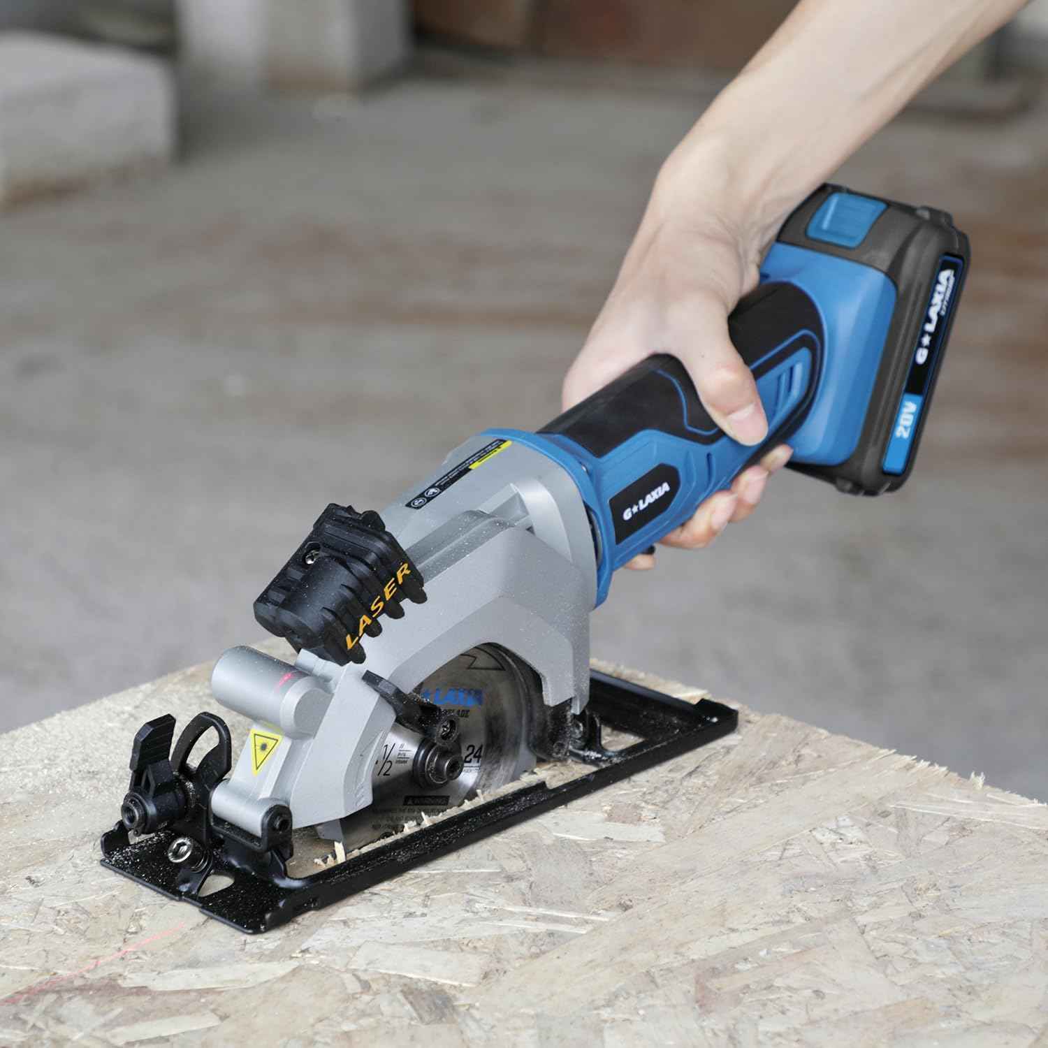 Compact Mini Circular Saw 4-1/2” with Laser Guide & 4.0A Battery - Ideal for Wood & Plastic Cuts