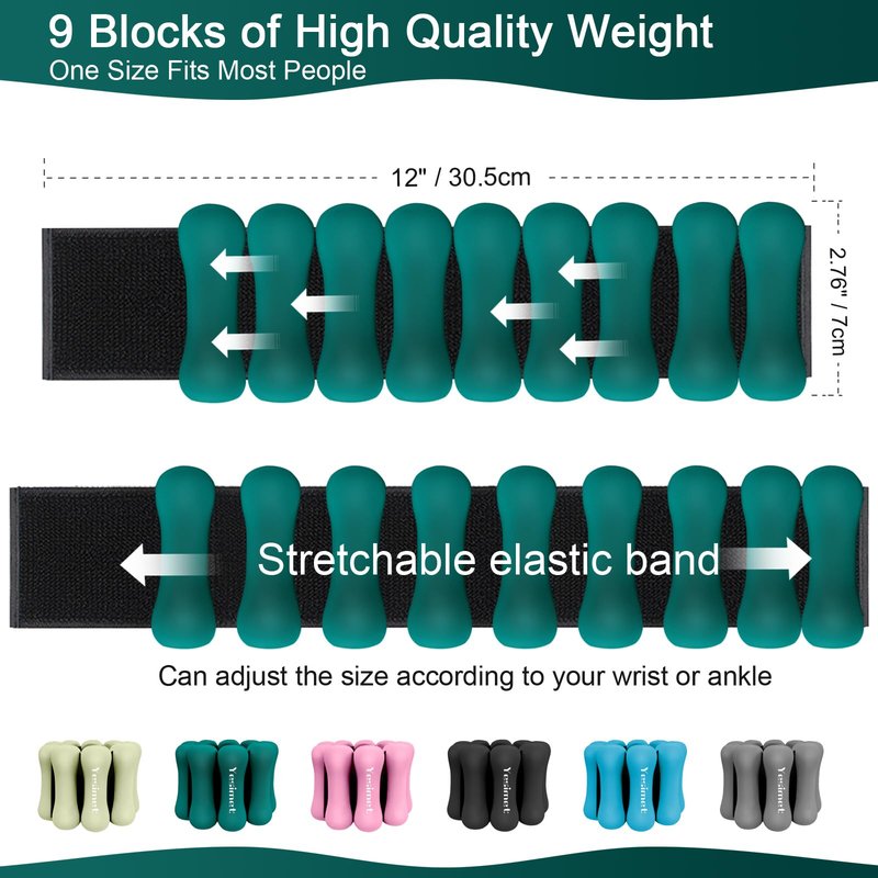 Wrist and Ankle Weights for Women Men, Adjustable Ankle & Wrist Weights Set of 2 (1Lb Each), Wearable Arm & Leg Weighted Bracelets for Home Yoga, Walking, Running, Dance, Gym, Pilates, Aerobics