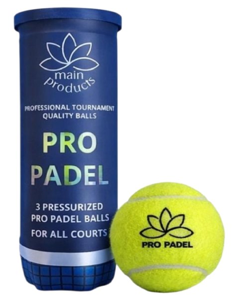 Main Products Pro Padel Balls - Professional Tournament Quality Balls, 1 Tube (3 Balls), 47% Wool, Pressurized for Extreme Durability, for All Courts.
