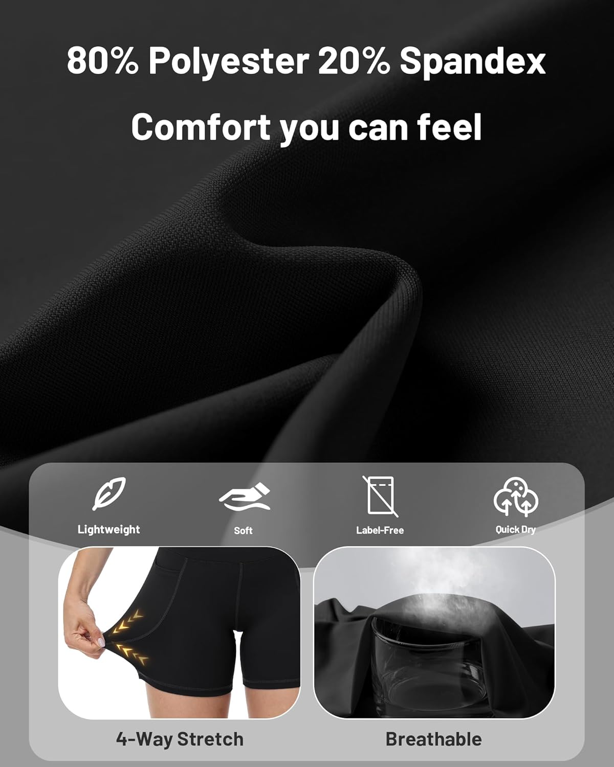 Runhit Biker Shorts for Women - High Waisted Yoga Spandex with Pockets | Tummy Control, 8''/5''/3''