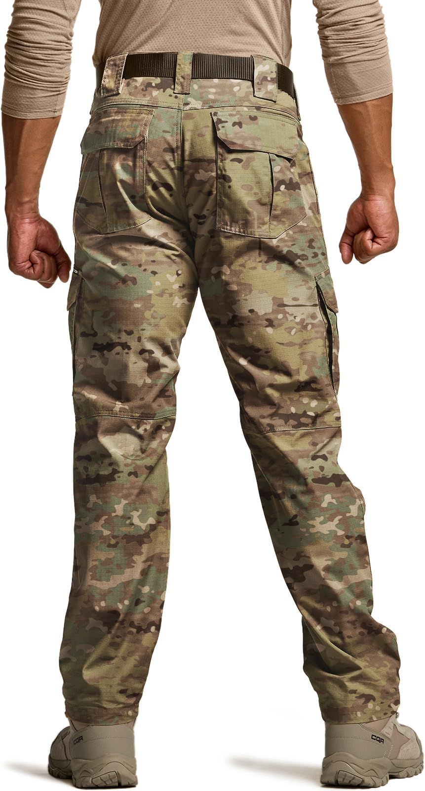 CQR Men's Tactical Pants, Water Resistant Ripstop Cargo Pants, Lightweight EDC Work Hiking Pants, Outdoor Apparel, Duratex Mag Pocket Utility Camo, 36W x 32L