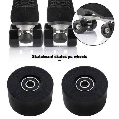 Create Idea 4PCS Roller Skates Wheels, 54mm Diameter, 80A Hardness, Quad Skates Replacement Wheels, Black, ABEC-9 Bearings, 4 Pack