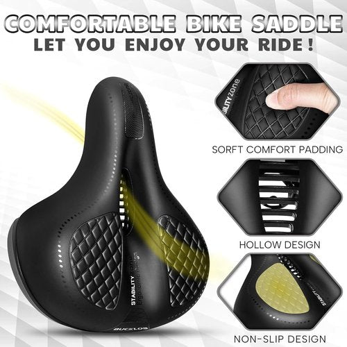 BUCKLOS Comfortable Bike Seat Cushion - Soft Memory Foam Padded Saddle for Peloton & Exercise Bikes