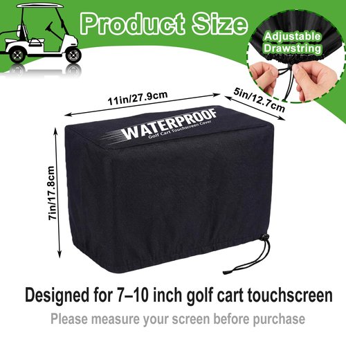 Corztg 2Pcs Golf Cart Waterproof Touchscreen Cover Compatible with Evolution & Denago, Golf Cart Accessories Fits Classic 2/4 Plus, Forester, D5 Ranger/Maverick, Nomad/Rover,Dustproof Sun Shade