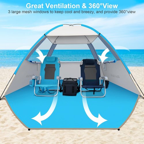 Gorich Beach Tent - Portable Sun Shelter for Up to 10 People | Lightweight, Easy Setup & UPF 50+ Protection