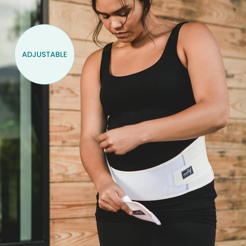 Motif Medical Pregnancy Support Band – Breathable, Adjustable Pregnancy Belly Support Band - Maternity Support Band Relieves Pressure on Abdomen, Lower Back, Hips & Pelvis (Medium, White)