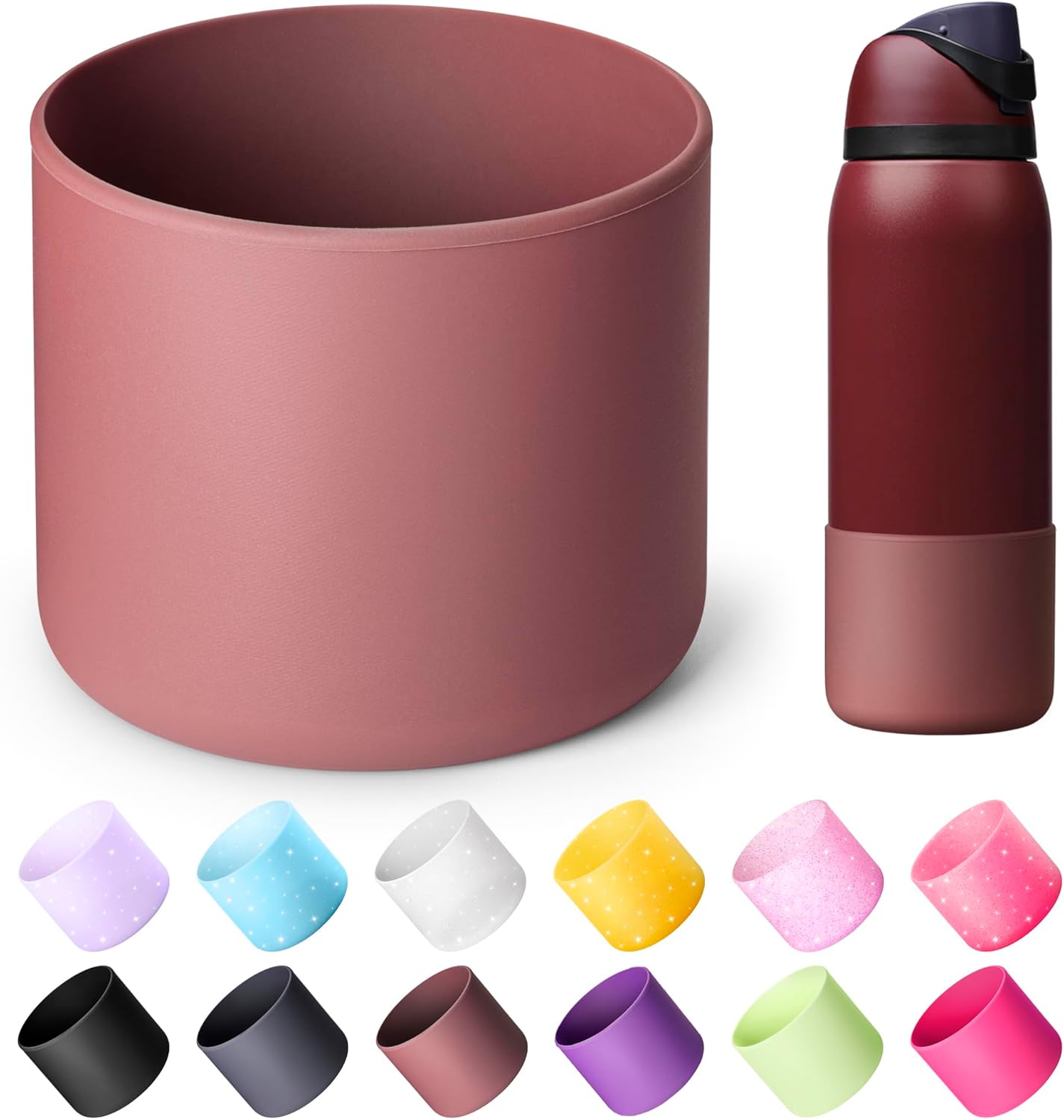 Owala Silicone Water Bottle Boot - Anti-Slip Protective Sleeve for 40 oz Twist & FreeSip | Reddish Brown