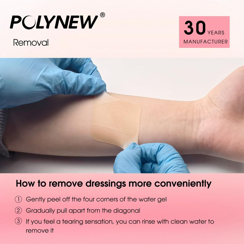 Polynew 2" x 2"-20 Pack Extra Thin Hydrocolloid Dressing for Light Exudate, Hydrocolloid Patches Waterproof Wound Dressing, Adhesive Hydrocolloid Bandages, for Pressure Ulcer, Bed Sore