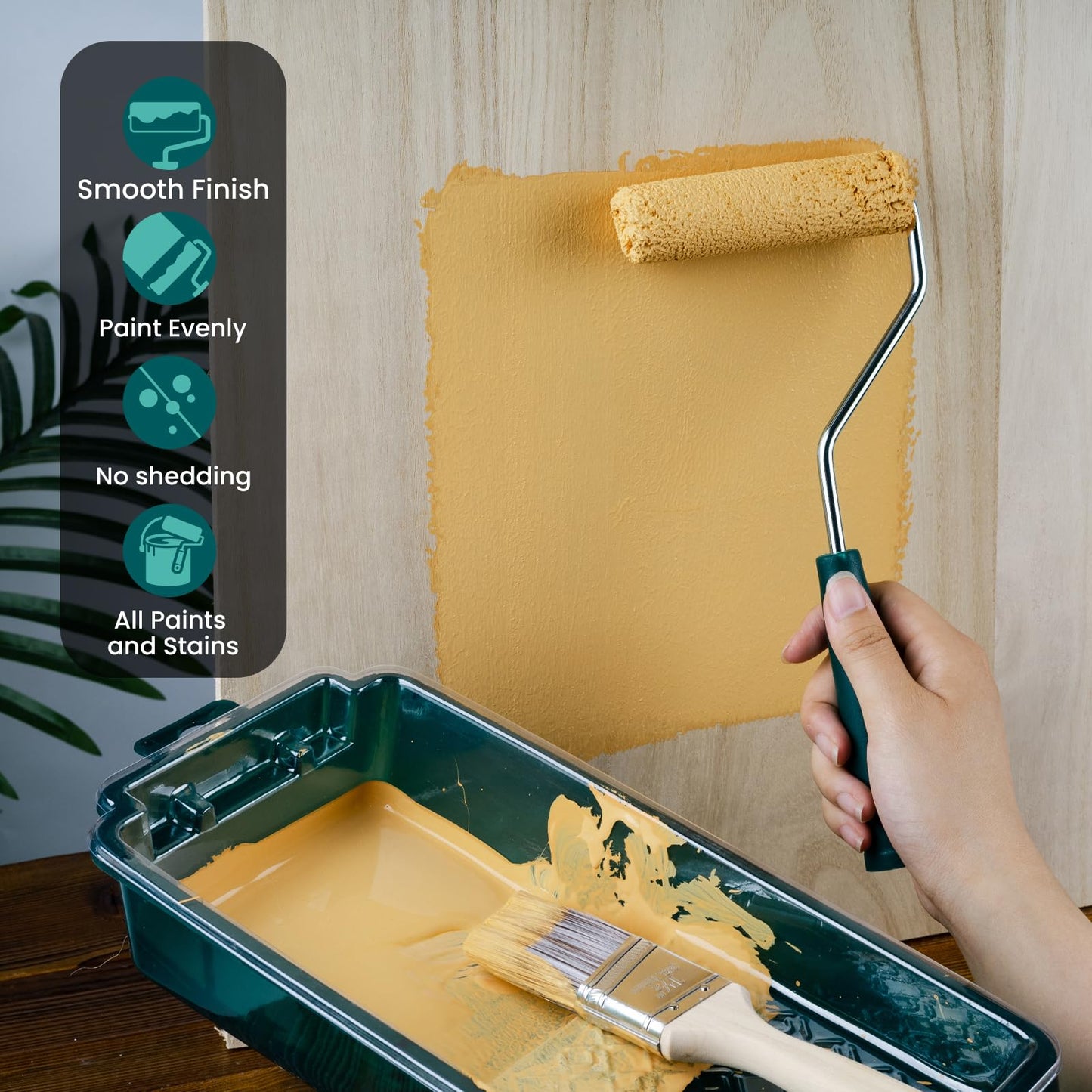 YiBaiBrush Paint Roller Kit, 13 Piece Set, 4 Inch Small Microfiber Roller Covers, Paint Tray with Liners, Paint Brush for Walls, Mini Roller for Painting, Painting Supplies for House Painting