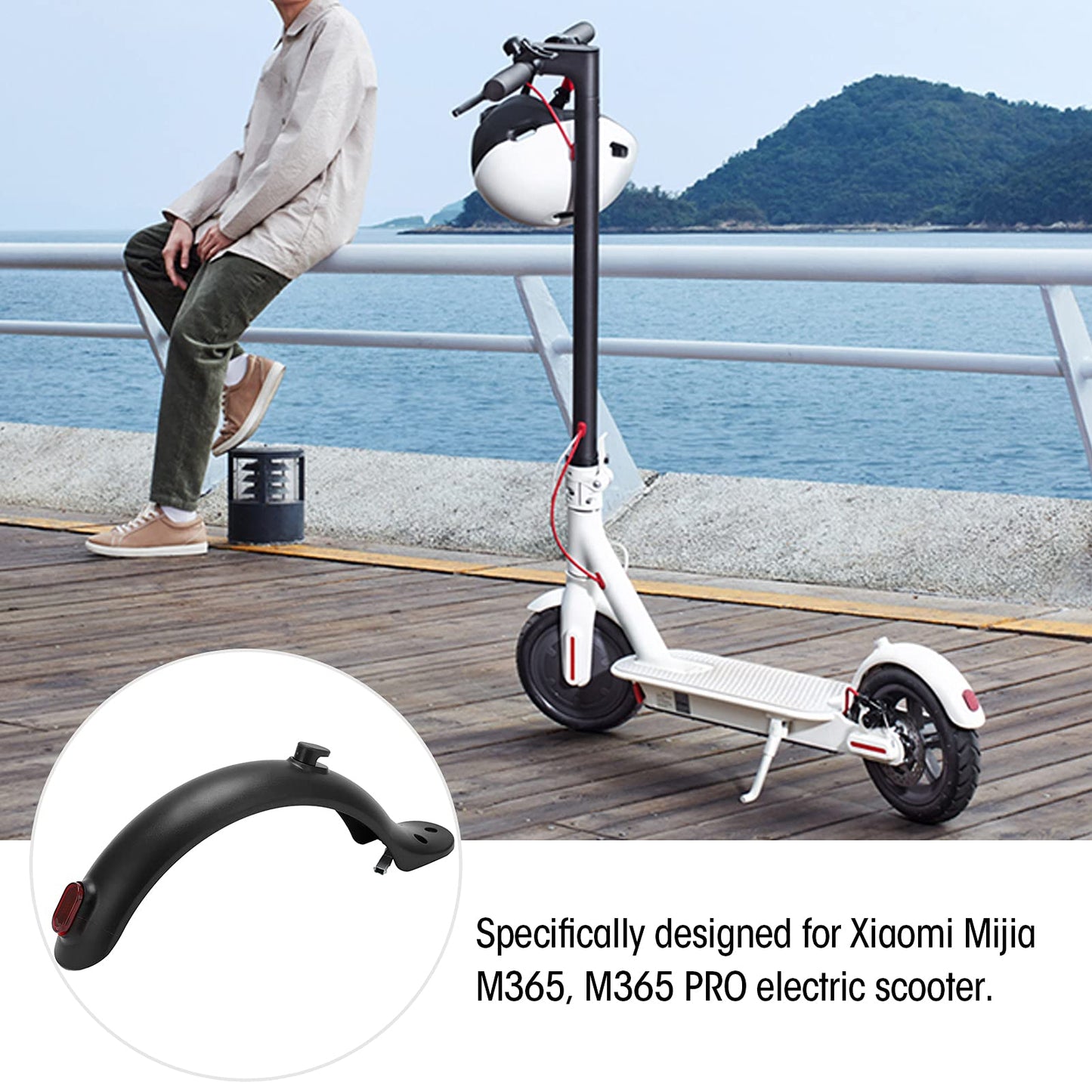 SWOQ Scooter, Electric Scooter Rear Mugguard Recyclable for Mijia M365(Black)