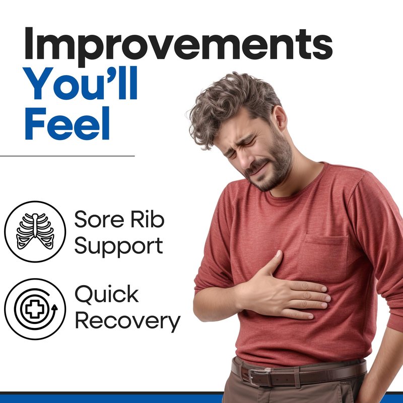 Rib Brace Rib Wrap | Chest Binder to Reduce Pain | Chest Compression Support Belt l Help Muscle Injuries, Bruised Ribs | Breathable Wrap Brace for Costochondritis Pain Relief Fits Women Men (Large/XL - BLack - 44 Inch)
