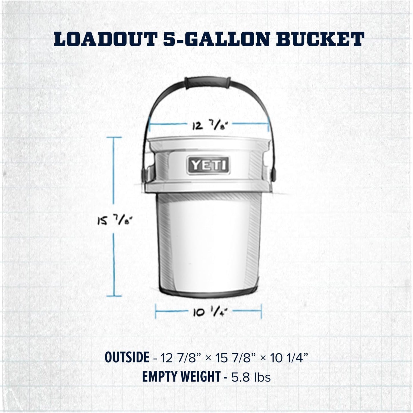 YETI Loadout 5-Gallon Bucket - Durable Impact Resistant Fishing & Utility Bucket