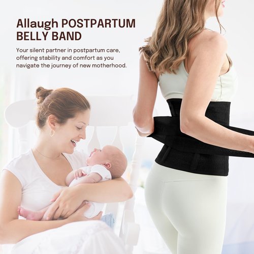 Allaugh Postpartum Belly Band for Women: Abdominal Binder Post Surgery C Section Waist Trainer, Soft Fabric Abdominal Wrap for All Day, Comfort Non-Itchy, After Birth Recovery Easy Put On and Take Off