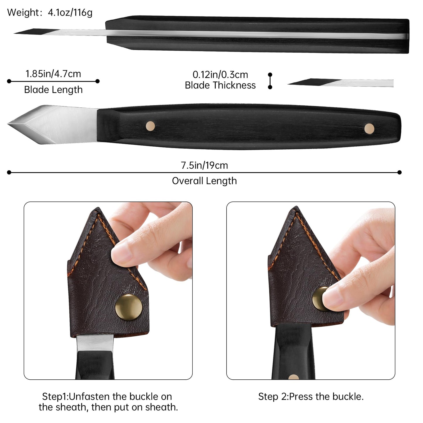 Marking Knife - 5CR15 High Carbon Steel Woodworking Scribing Knife, Double Beveled Blade with Wooden Handle, Leather Sheath Included - Wood Scribe Tool for Carving, Ideal Gifts for Men, Precision Tool