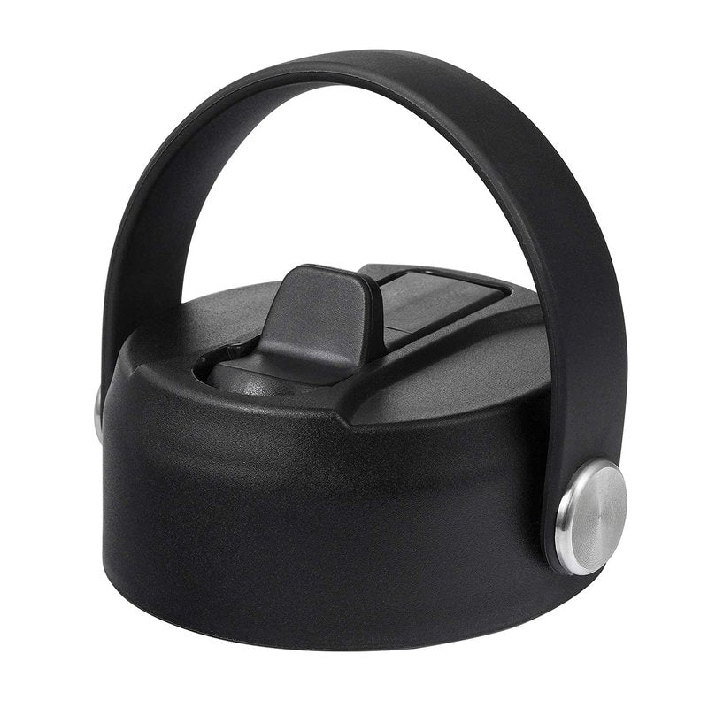 Straw Lid for Hydroflask 32/40 oz Bottles | BPA-Free Replacement Cap with Flex Handle | 2-Pack Sip Lids for Hydro Flask Wide Mouth Water Bottle Accessories | Black