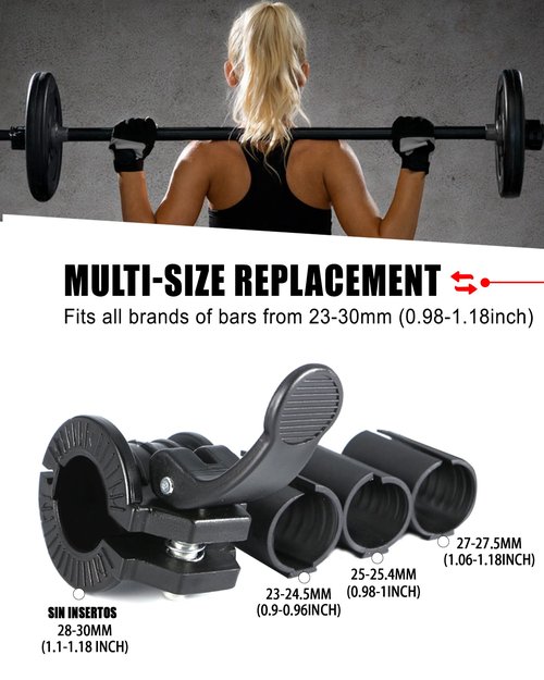 ZY-HUAN Barbell Clips 1 inch Barbell Clamps 0.9-1.18inch Quick Release Weight Clips for Bars Multi-Size Adjustable Olympic Barbell Clamps