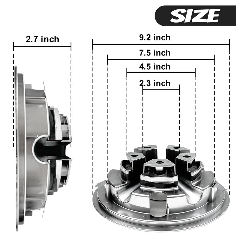 Shu-Ran 8 Inch Golf Cart Wheel Cover Hub Caps, Universal Chrome Golf Cart Hub Caps Snap-on Installation for Most Golf Carts Yamaha, Club Car, EZGO (Set of 4)