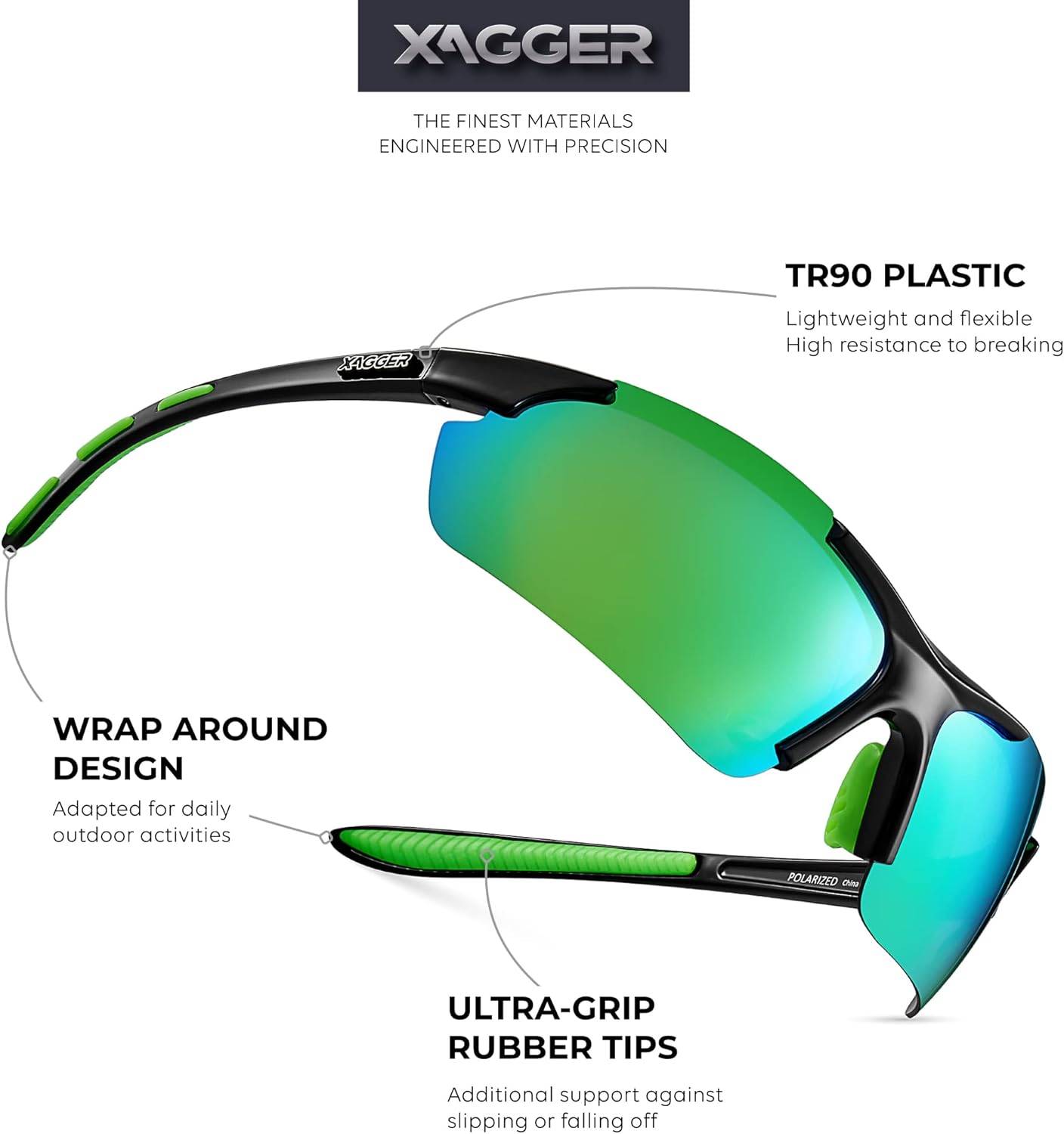 Xagger Polarized Sports Sunglasses - UV400 Protection for Men & Women | Perfect for Running, Cycling, Baseball