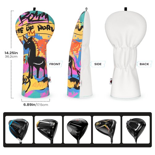 Funny Driver Headcover - Unique Graffiti Style - Waterproof Golf Gead Covers - Golf Club Covers with Soft Lining - Stylish Protection for Your Clubs