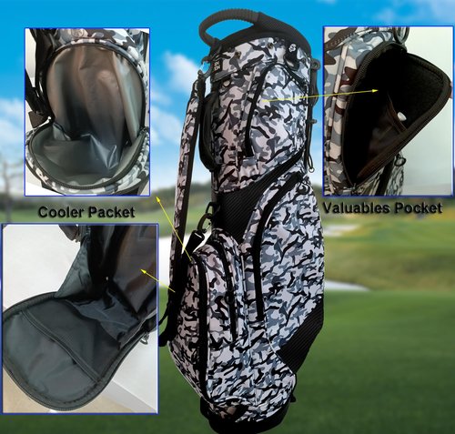 Lightweight Waterproof Golf Cart Bag with Portable Handle – Durable Golf Club Organizer with Multiple Pockets for Men & Women (Urban Camouflage)