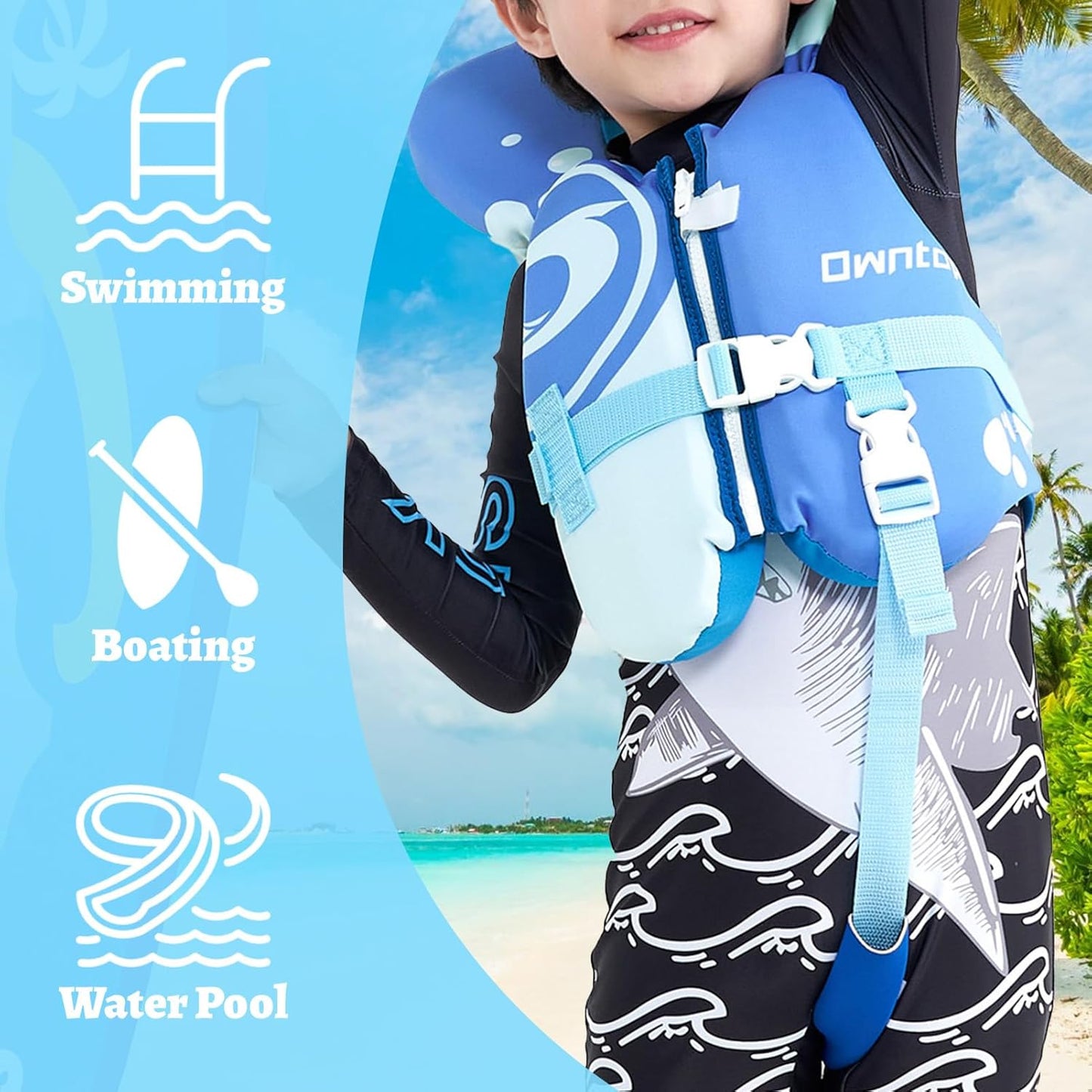 Owntop Toddler Swim Vest - Kids Float Jacket with Adjustable Safety Straps | For Ages 1-6, 20-50 lbs