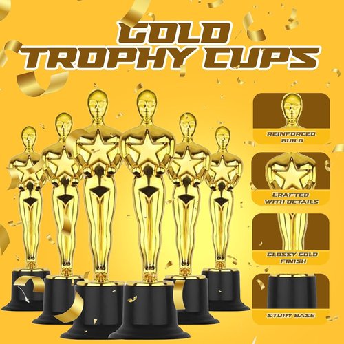 Bedwina Gold Trophy Awards - Pack of 36 Bulk Golden Statues for Winners & Appreciation Gifts