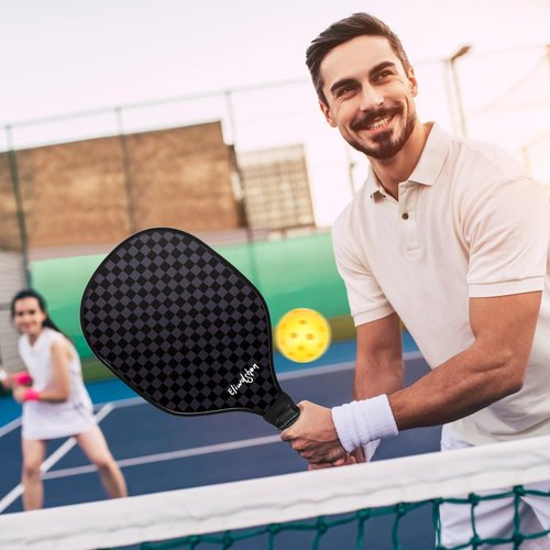 Eliwdshen Pickleball Paddles-Set of 4 Rackets with 4 pickleballs and Bag |Racket Meets USAPA Standards| Durable Design | Pickleball Racket Set for Men, Women and Children (Black)