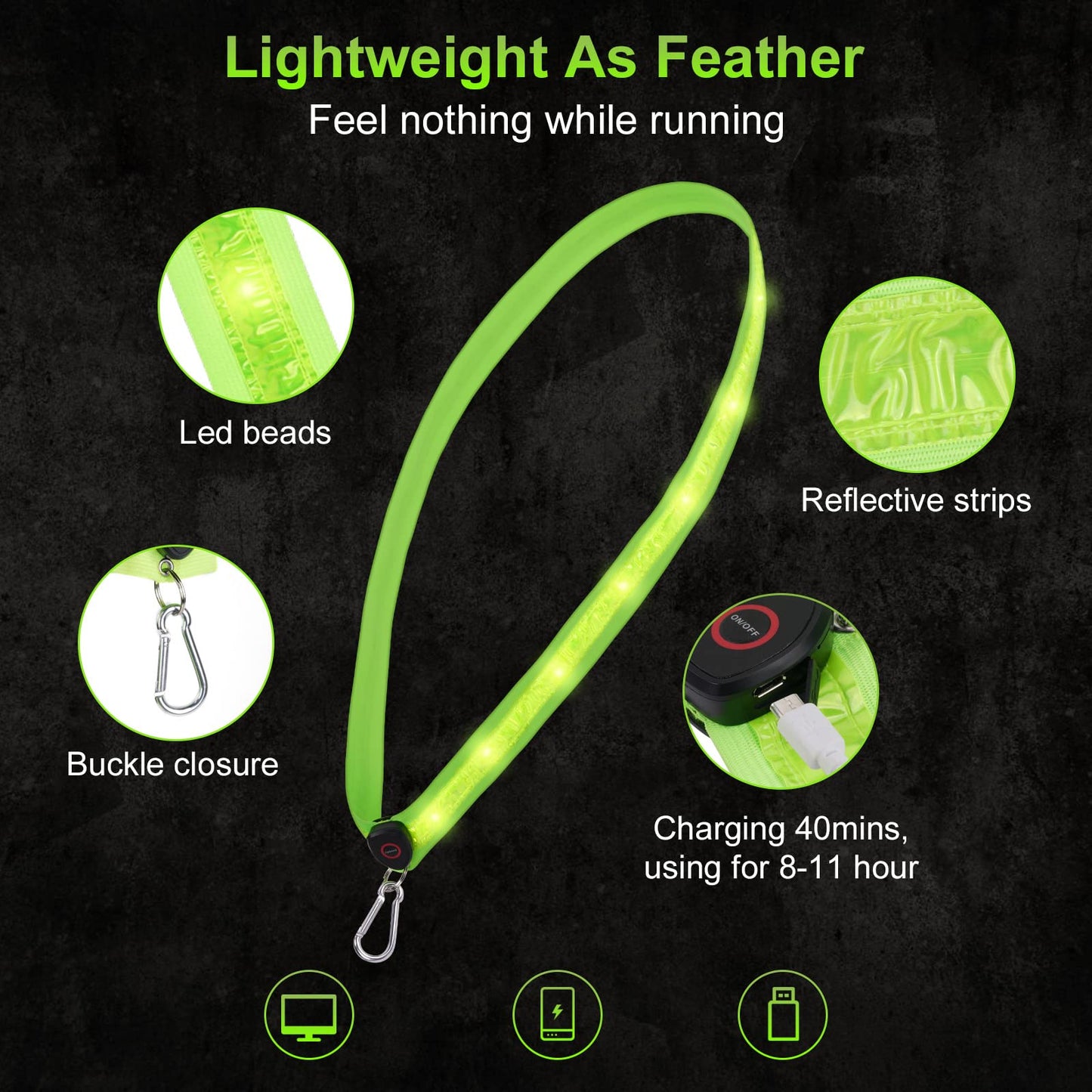 Luminous Single Room With Led Safety Shoulder Strap, Night Running And Cycling Single Shoulder Strap For Men And Women, Suitable For Night Walking, Running, Cycling, Jogging, Etc. (Fluorescent Green)