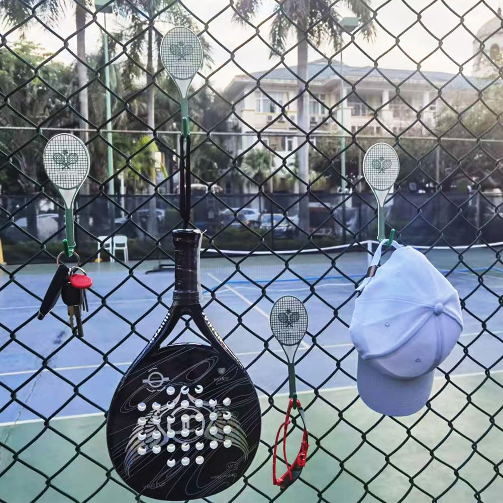 HGRYNDRO Tennis Fence Hooks,Sports Court Fence Hook Hanging Glasses Key Racket Hat, Metal Stronger Fence Hooks(Green) 2 Pcs