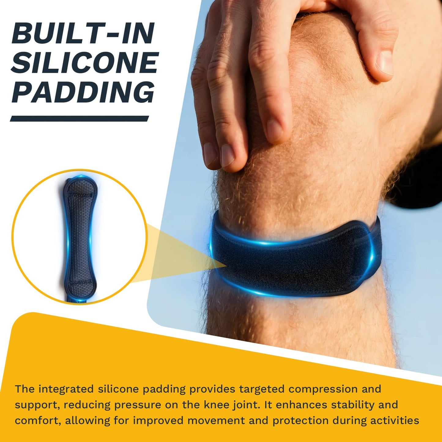 Origintek Patellar Tendon Support Strap, Adjustable Knee Support Strap Patella Band for Tendonitis, Sports, Workouts & Daily Knee Pain Relief Men Women, Extended Fit (Larger Knees) XL, 1 Pack