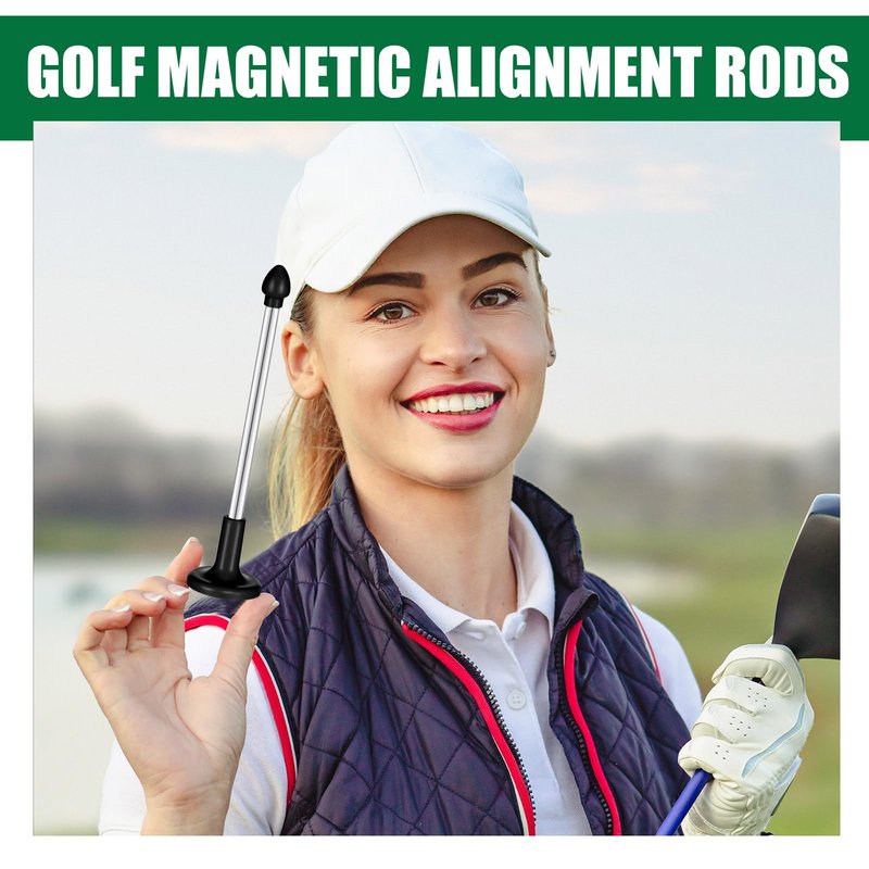 2 Pcs Golf Alignment Sticks Magnetic Golf Alignment Rods Golf Club Lie Angle Tool Plastic Golf Swing Training Aid 2 Section Retractable Golf Alignment Rods Golf Direction Indicator Gift (Black Yellow)