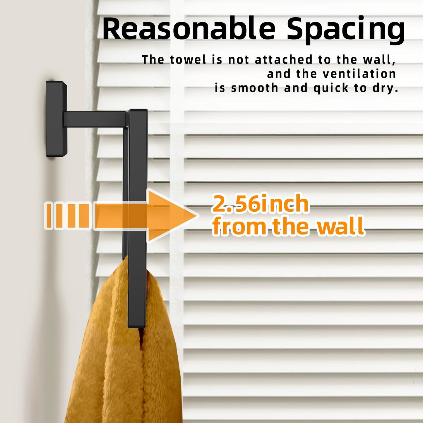 Matte Black Square Towel Ring, SUS304 Stainless Steel Hand Towel Holder for Bathroom Kitchen, Modern Style Towel Hanger, Thicken Ring Towel Holder, Towel Rack Square Wall Mounted