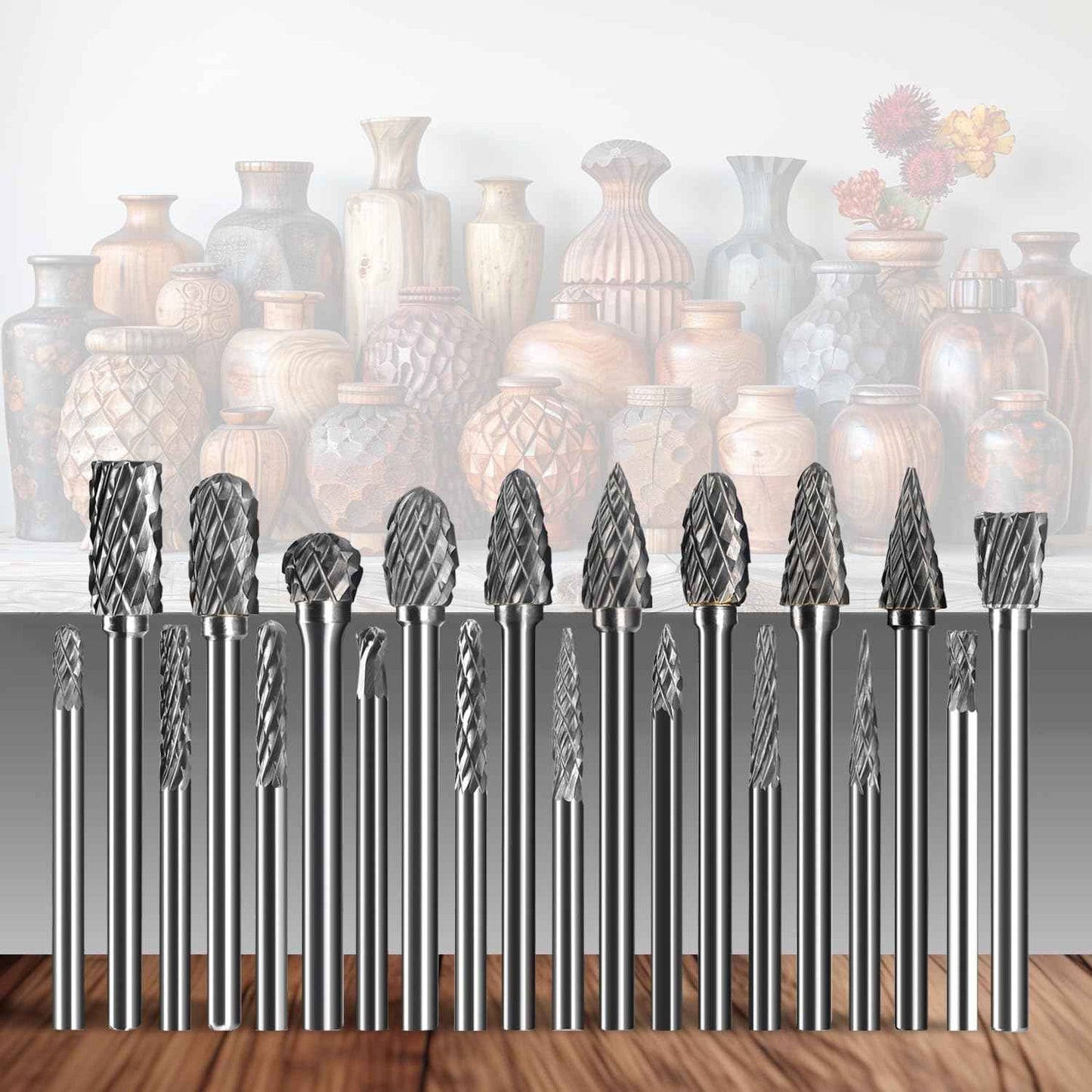 Asieg Tool 20 Pcs Carbide Die Grinder Burrs Bits 1/8" Shank for Dremel Milwaukee Metal Grinding Wood Stone Steel Carving Cutting Engraving Grinder Kit Attachment Rotary Tool Accessories Sets