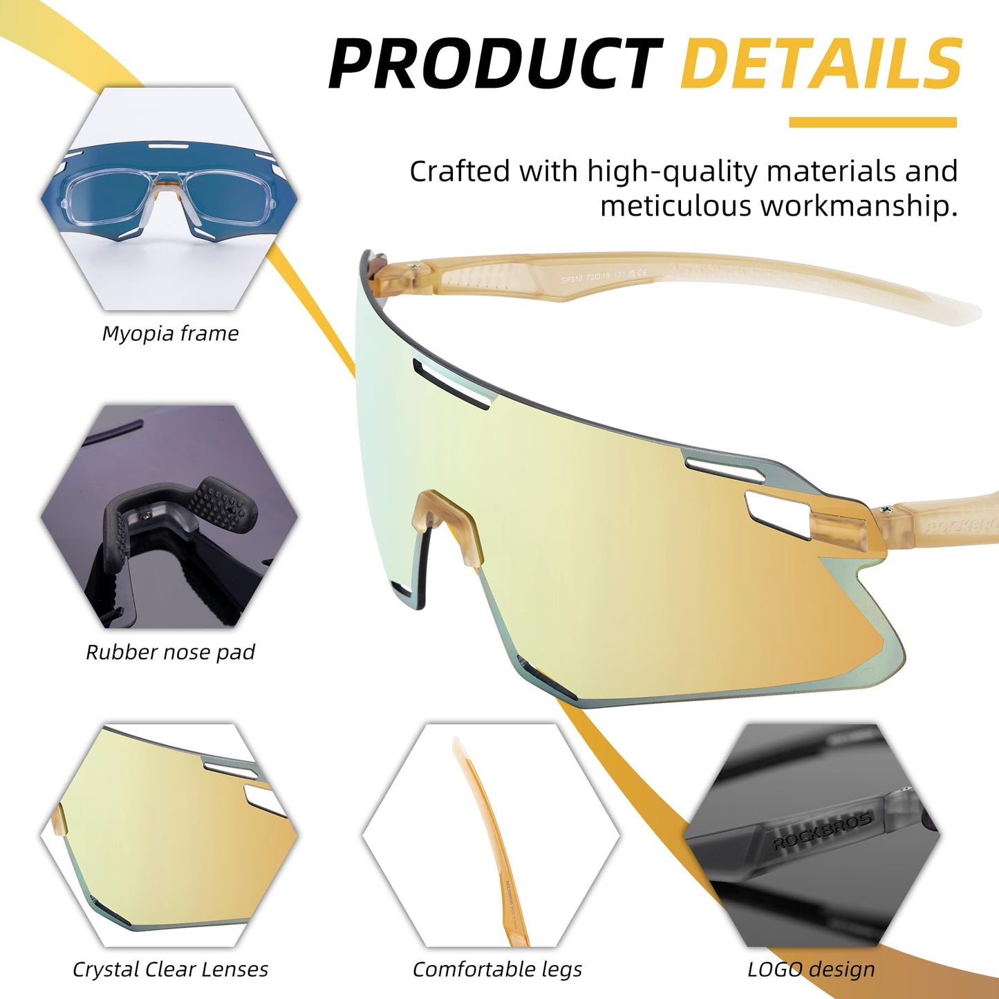 ROCKBROS Cycling Glasses For Men UV Protection Bike Glasses For Men Cycling Sunglasses Sports Glasses for Running, MTB
