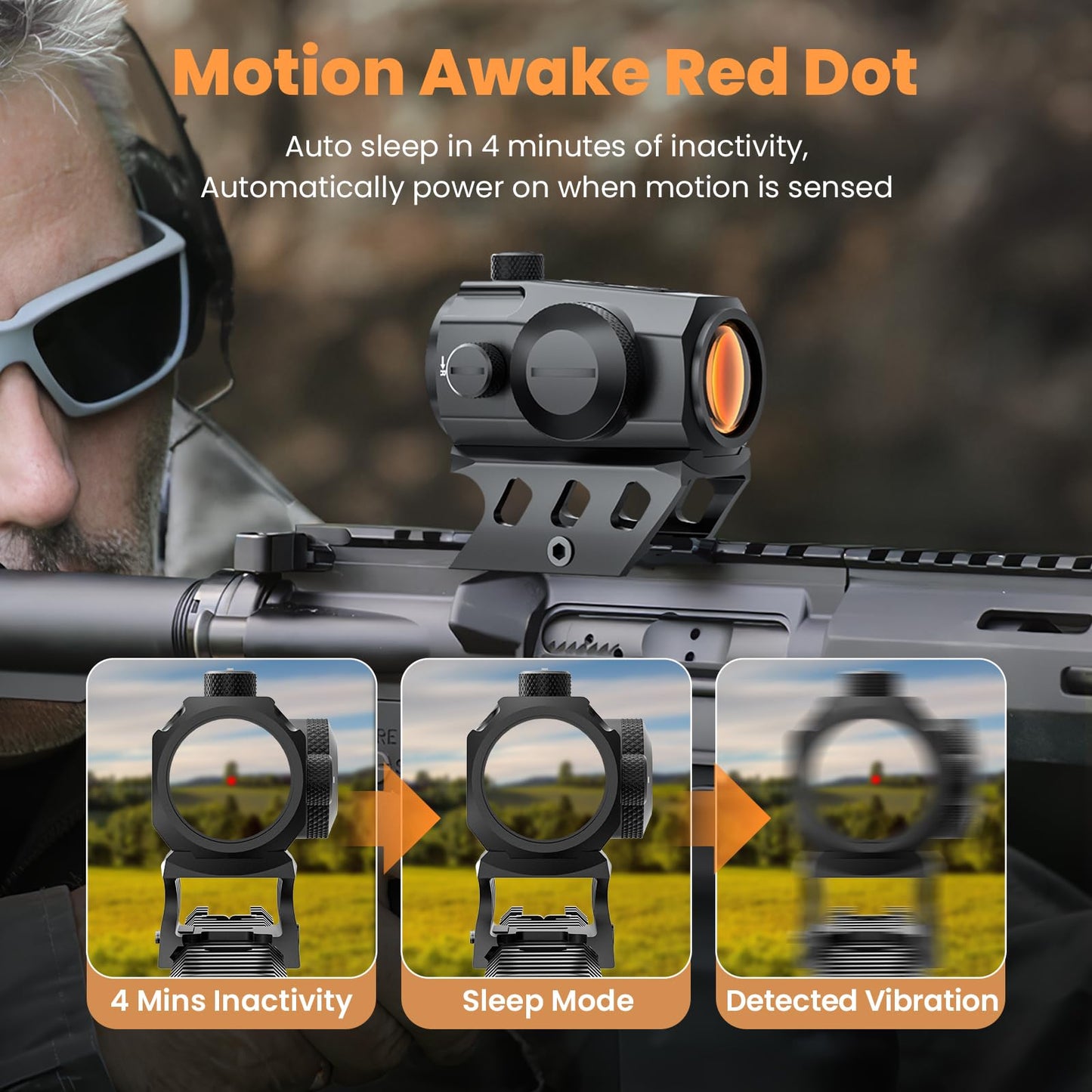 Red/Green Dot Sight Motion Awake 2MOA Red Dot IPX7 Waterproof 1000G Shockproof Compact Optics Scope 10 Brightness with Co-Witness Riser and Low-Profile Mount Rifle Scope for 20mm Rail Mount