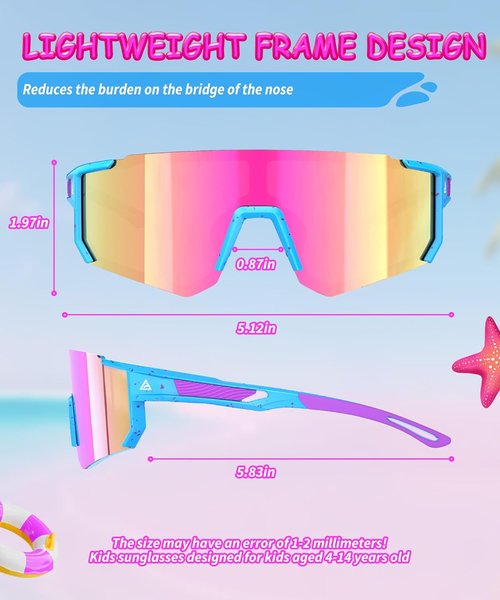 Kids Sunglasses - UV Protection Youth Baseball & Softball Glasses for Ages 4-14 | 3-Pack
