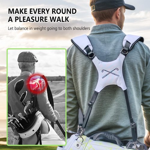 Zorslesy Golf Bag Straps, Universal Replacement Double Shoulder Adjustable Golf Carrying Bag Straps for Tool Backpacks, Cello Case, Ski Bag, Backpack Sprayer, Dog Backpack, Hiking Bag White