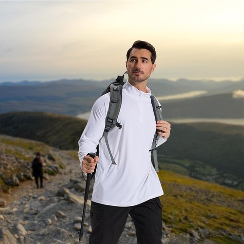 LOOGU Men's Quarter Zip Golf Pullover Long Sleeve 1/4 Zip Mock Neck UPF50+ Shirts Running Athletic Hiking Quick Dry Outdoor