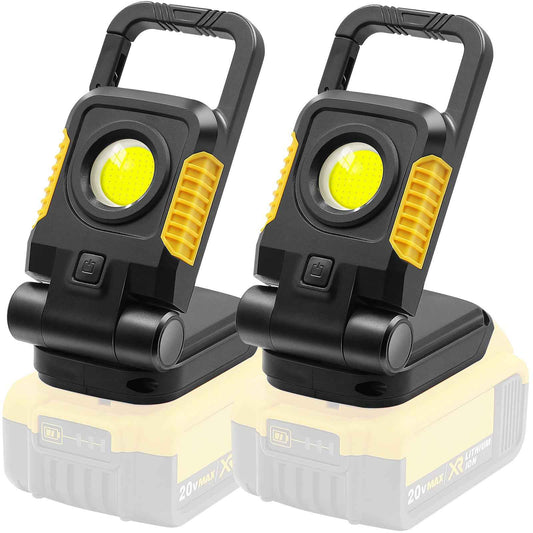 Tresda 18/20V Cordless Portable Work Light - 2Pack 25W Super Bright COB LED with 3 Light Modes and Upgraded Low Voltage Protection (no Battery)