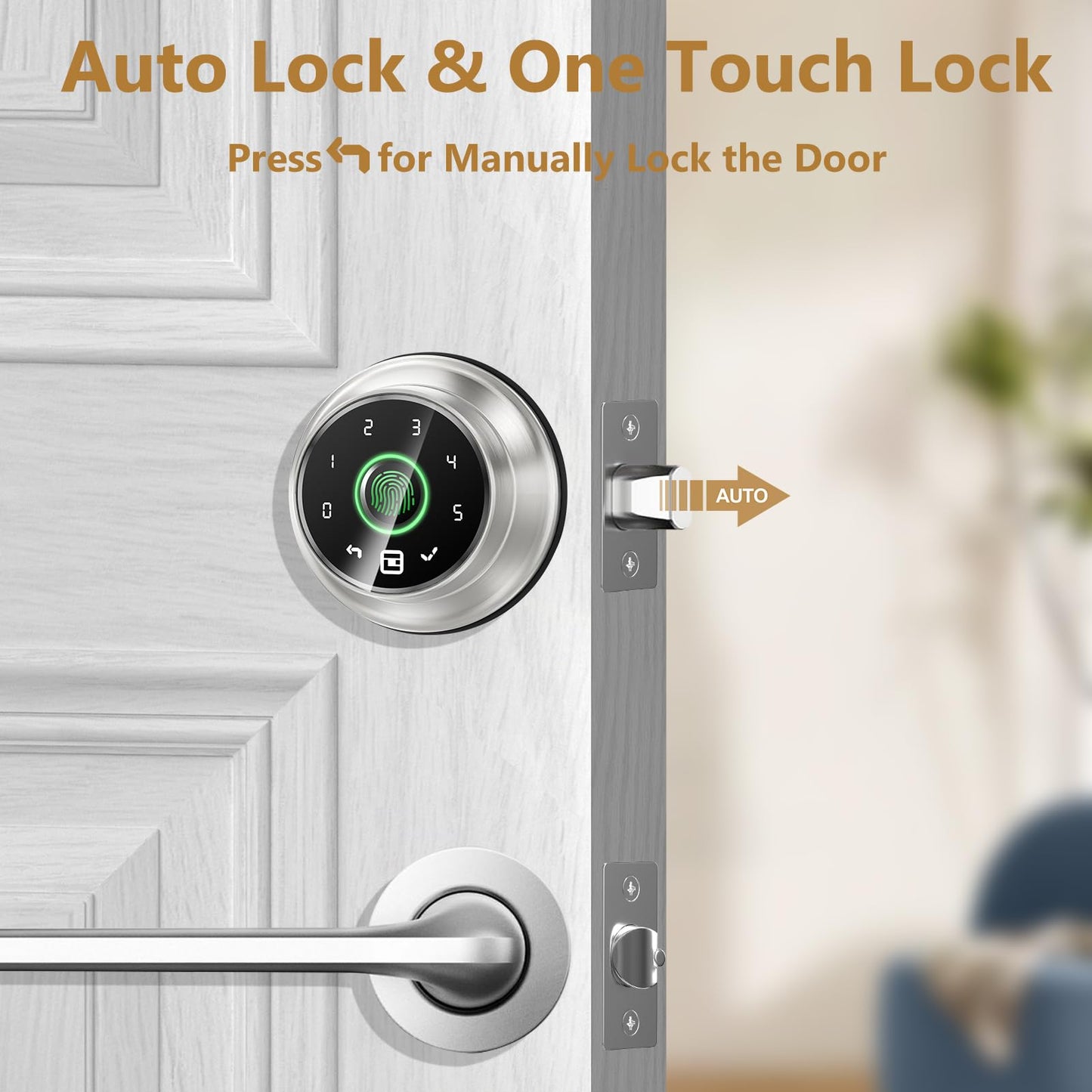 GeekTale 4-in-1 Keyless Entry Door Lock, Fingerprint Door Lock with Keypad, Biometric Smart Lock Deadbolt for Front Door, App Control