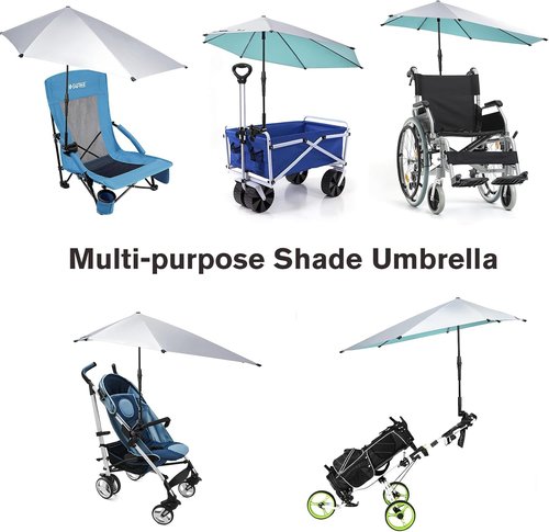G4Free Adjustable Chair Umbrella - XL UV Protection Sun Shade with Universal Clamp for Beach, Stroller, Golf Cart