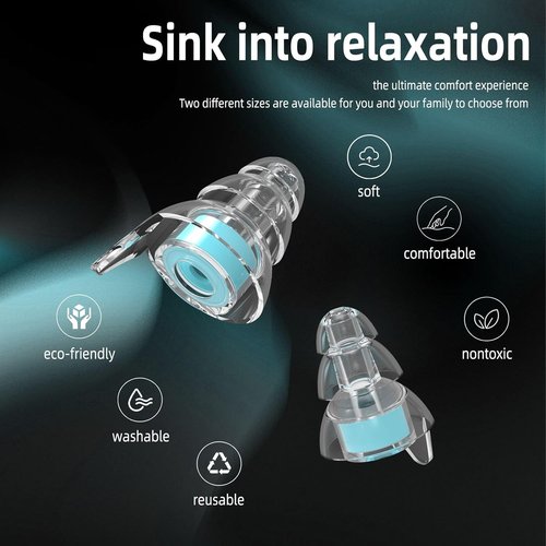 LYSIAN High-Fidelity Ear Plugs - Reusable Musicians Earplugs for Noise Reduction 18dB | 2 Pairs (L+S) - Clear Sound & Comfortable Fit
