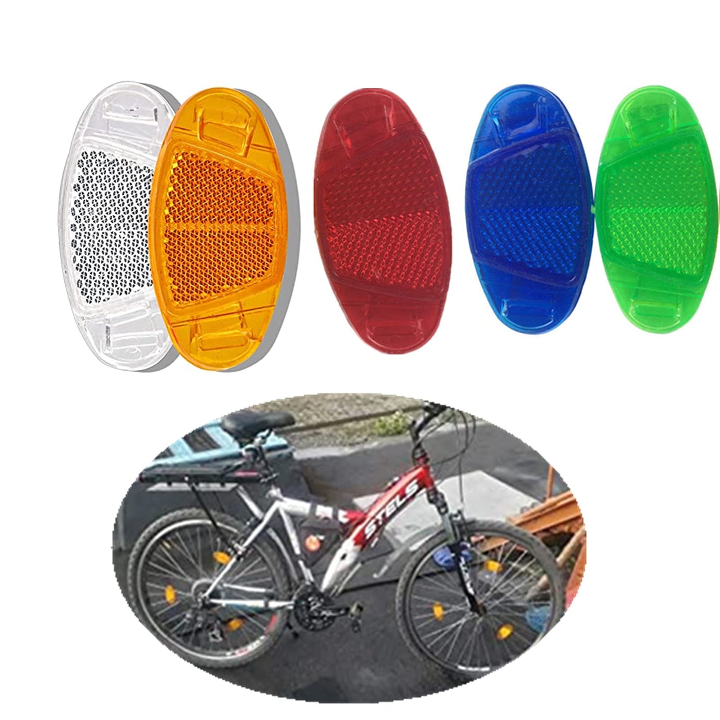 UoYu 8 pcs Oval Reflector Bicycle Spoke Signage Decoration Safe Warning Red for Bicycle Wheel Mountain Bike Accessories
