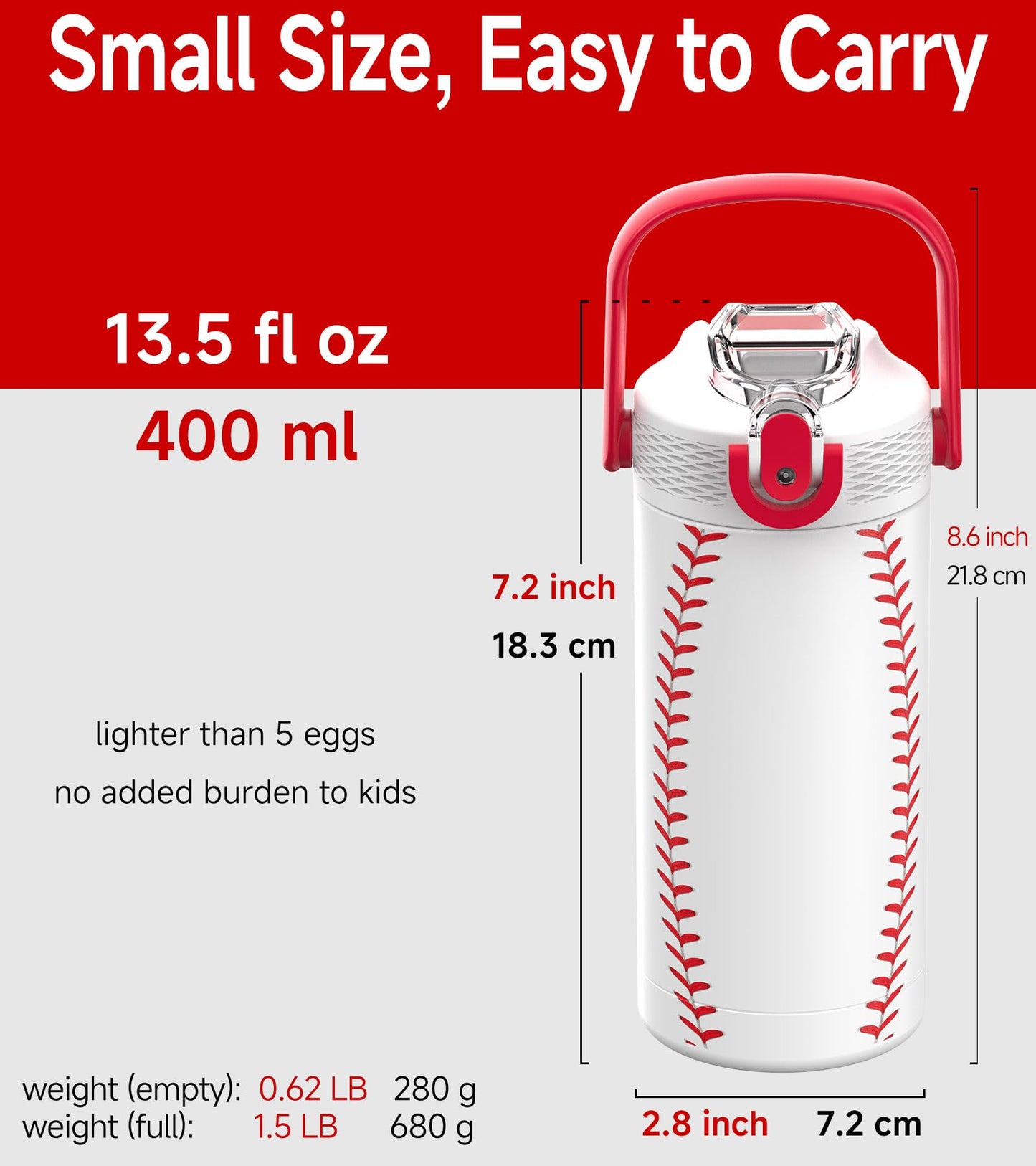 MYFOREST 14oz/400ml Insulated Kids Water Bottle, Odor-free Liner, 3D Touch