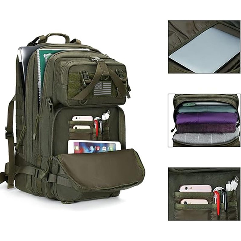 MOSISO 50L Tactical Backpack, Large Men 3 Day Assault Rucksack Military Daypack,Army Green