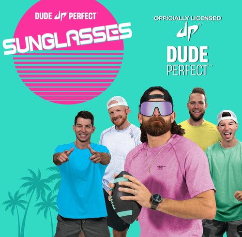Dude Perfect 2-Pack Sunglasses (Black & Camo), for Active Kids Boys, Sporty Style, Durable & UV-Protective Shades Blocks Glare